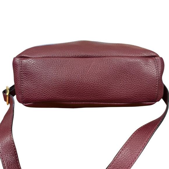 Giani Bernini Pebble Leather Burgundy Crossbody Shoulder Bag Purse Gold Tone - Picture 13 of 16